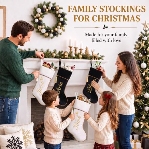Personalized Christmas Stockings with Names 3 Pack Black White - Image 4