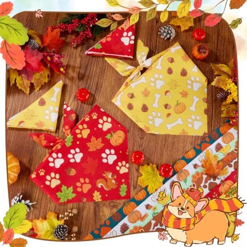 Preboun 100 Pcs Fall Paw Print Dog Bandanas Bulk, Autumn Thanksgiving Party - Image 5