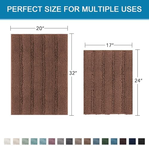H.VERSAILTEX 2 Piece Bathroom Set Extra Thick Chenille Striped Pattern Bath Rugs - Image 2