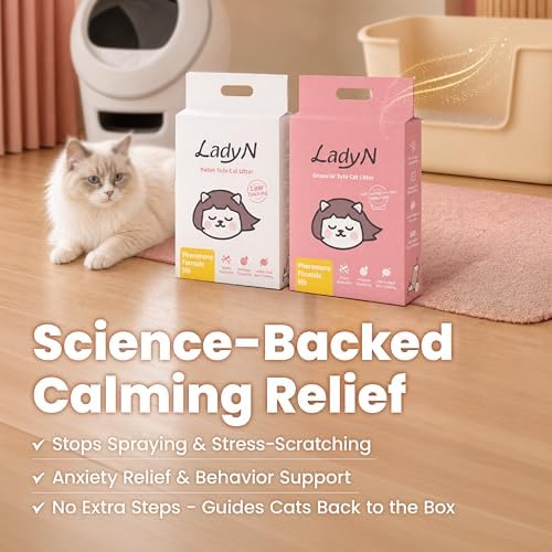 Lady N Cat Attract Tofu Cat Litter, Calming Pheromone Low-Track Pellet 9lb - Image 2