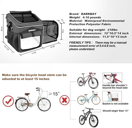 Dog Bike Basket Carrier, Expandable Foldable Soft-Sided Dog Carrier, 2 Open - Image 6