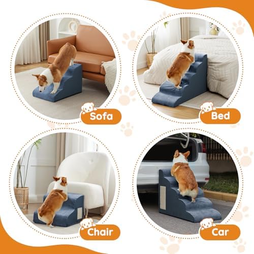 Ahpmeoa Dog Stairs for Small Dogs 11.8" H, Dog Ramp for Bed - Image 6