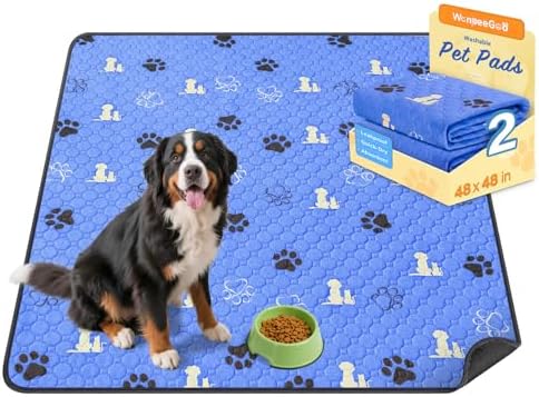 WanpeeGoo Washable Pee Pads for Dogs, Waterproof, 48 x 48 in, 2 Pack by WanpeeGoo