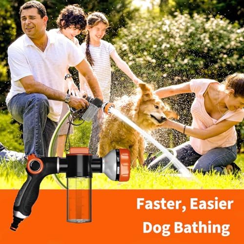 Premium Dog Washing Hose Attachment, 8-Pattern Dog Bath Sprayer, Easy-Control - Image 2