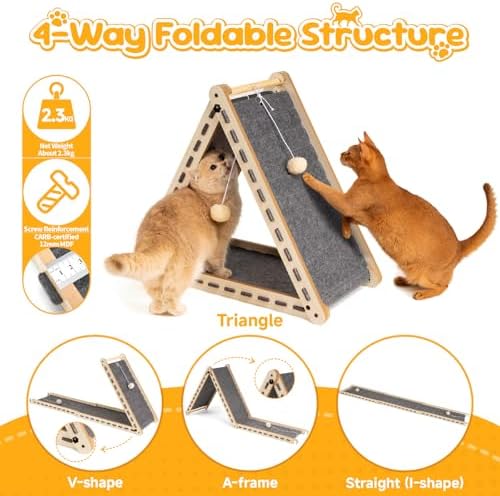 Felt Cat Scratcher for Indoor Cats, Foldable Triangle - Image 3