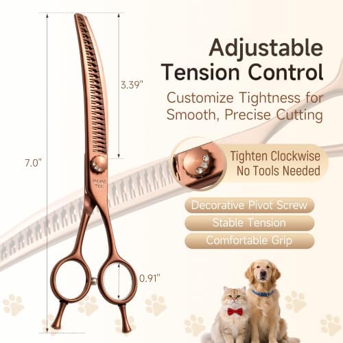 7'' Curved Chunker Dog Grooming Scisscors Matte Bronze - Image 2