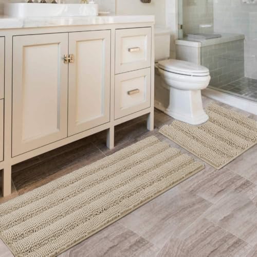 H.VERSAILTEX Bathroom Rug Sets 2 Piece Bath Mats Non Slip Thick Soft Chenille by HVERSAILTEX