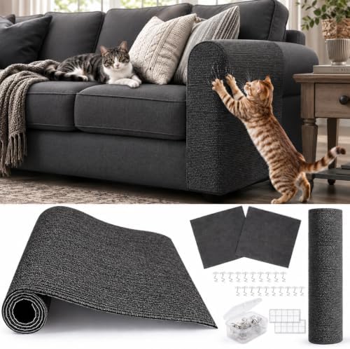 4Pack Cat Scratch Furniture Protector, Self-Adhesive, Dark Gray by Unknown