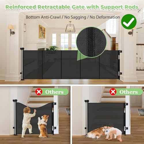 96" Wide Reinforced Retractable Baby Gates, Prevent Crawling Under - Image 2