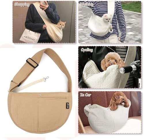 NATUYA Small Dog Cat Carrier Sling, Adjustable Canvas Pet Puppy Pouch - Image 5