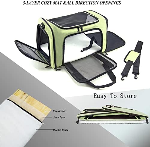 Soft Sided Carrier for Small Medium Cats Dogs, TSA Airline Approved Collapsible - Image 5