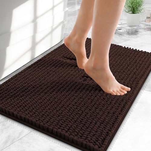 OLANLY Thick Chenille Small Bathroom Rugs 24x16, Absorbent Bath Mat by OLANLY