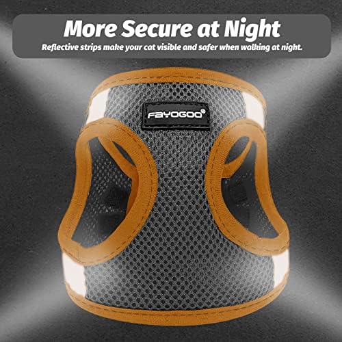 FAYOGOO Gray Escape Proof Cat Harness & Leash Set, XL - Image 5