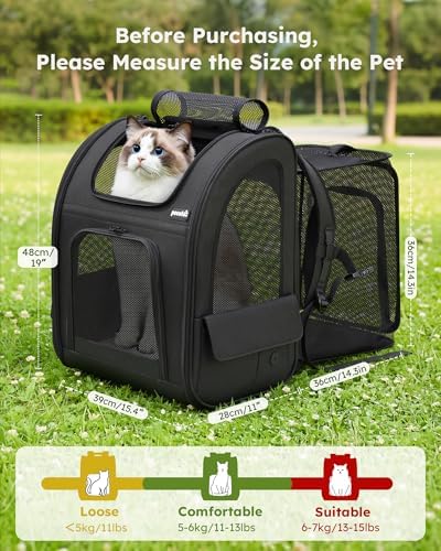 pecute Dog Backpack Expandable, Cat Carrier Backpack Breathable - Image 2