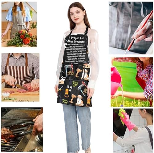 JXGZSO Dog Groomer Gifts Dog Groomer Apron Pet Grooming Apron Dog Hairdresser - Image 7