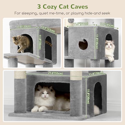 Globlazer Large Cat Tree, 80in Tall Climbing Tower, Light Grey - Image 2