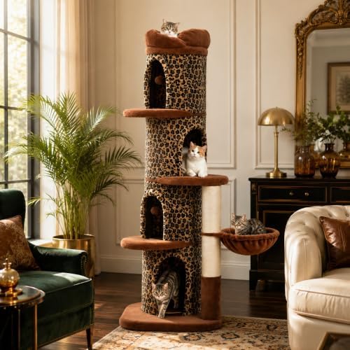 MUTTROS 68.5" Leopard Print Cat Tree Tower by MUTTROS