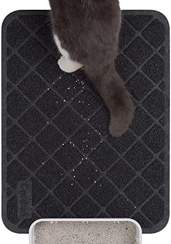 Conlun PVC Cat Litter Mat 24" x 15" Inch Black, Less Waste Cat Litter Box Mat by Conlun
