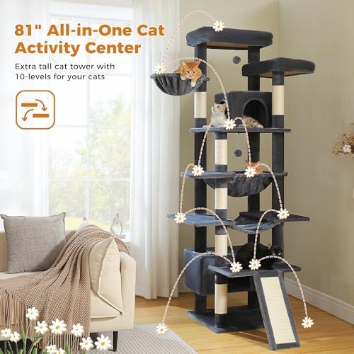MUTTROS 81 Inch Tall Cat Tree for Big Cats & Multi-Cat Homes, Large Heavy Duty - Image 3