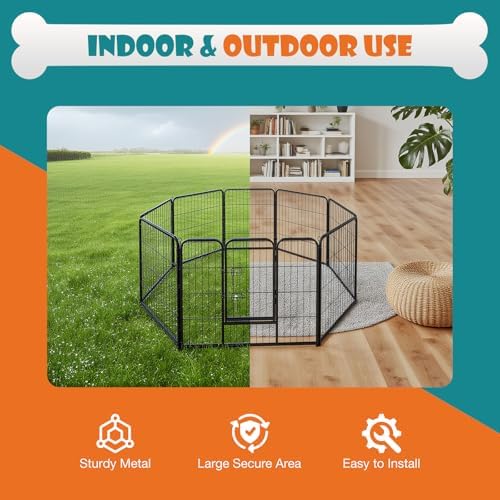 NEWBULIG Dog Playpen Indoor 8 Panels 32 Inch, Outdoor Metal Dog Fence Pen - Image 4