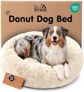 Calming Donut Dog Bed for Small Dogs, Round Dog Bed for Medium & Large Dogs by Petloox