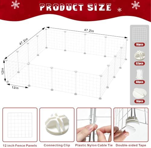 16Pcs 12" Christmas Tree Fence,Christmas Picket Around Tree, White - Image 2