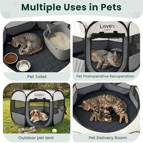 Love's cabin Dog Playpen with Washable Pee Pad, Puppy Pet Cat Playpen Small - Image 5