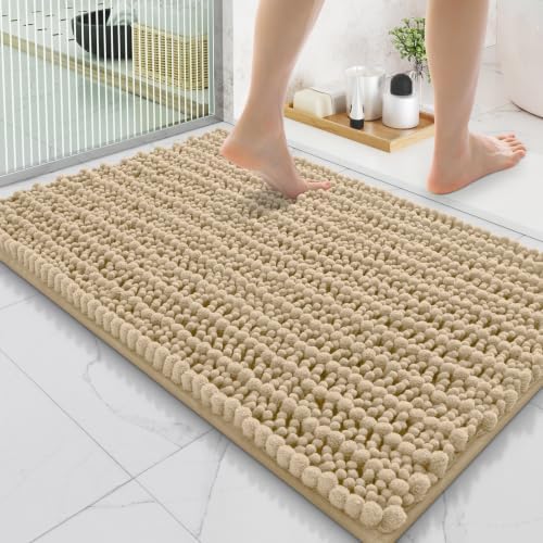 Smiry Bathroom Rugs 35X24, Extra Soft Rubber Backing Chenille Bath Mats by Smiry