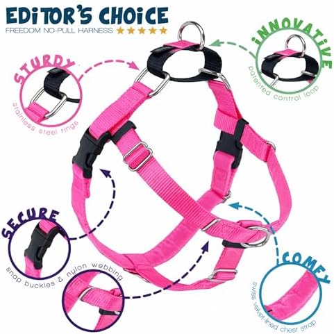 2 Hounds Design Freedom No Pull Dog Harness and Leash, 5/8" XS, Hot Pink - Image 4