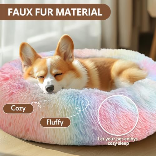 JOLLYVOGUE Calming Dog Beds Extra Large Sized Dog, 45in Donut Washable Large - Image 2