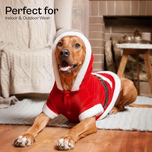 Parisian Pet Dog Santa Hoodie - Santa Claus Dog Christmas Outfit – Xmas Holiday Puppy Hoodie – Winter Pet Sweater – Soft Velvet Christmas Doggy Clothes for Small Dogs - S - Image 3
