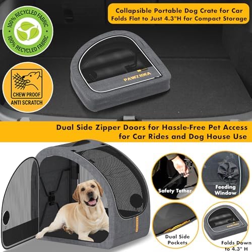 PAWZIDEA Portable Dog Crate for Car Travel, Medium & Large Dogs Up to 80lbs - Image 6