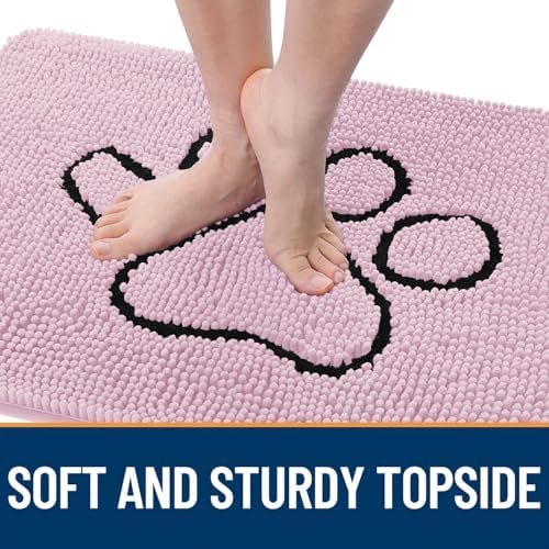 OLANLY Dog Door Mat for Muddy Paws 48x30, Paw Print Design Chenille Mud Mat - Image 4