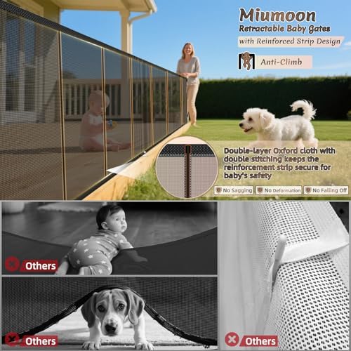 Miumoon 200 inch Reinforced Retractable Baby Gates 37 inch Tall - Image 2