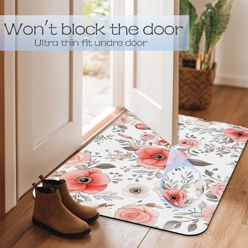 Vintage Poppy Flowers Bathroom Rug 29.5"x17", Super Absorbent Fast Drying Bath - Image 7