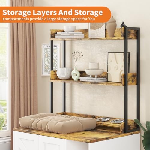53" H Cat Litter Box Enclosure, Hidden Cabinet w/Storage & Charging - Image 4