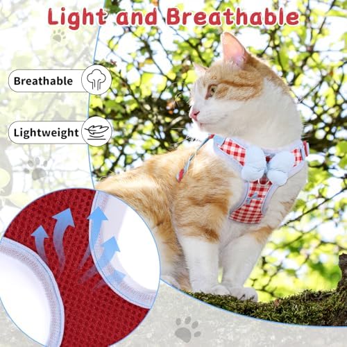 Cat Harness and Leash Set, Escape Proof Soft Vest Walk Red Small - Image 6