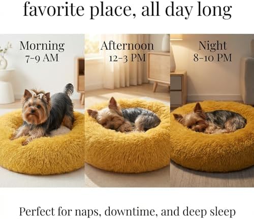 nononfish Puppy Bed for Small Dogs, Soft Calming Donut Bed - Image 5