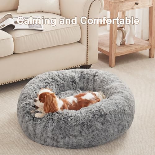 30 inches Faux Fur Fluffy Donut Dog Bed - Image 2