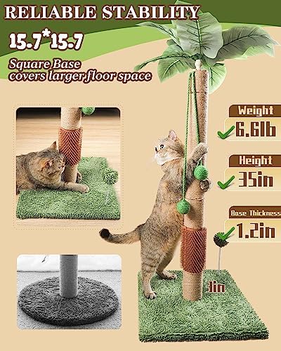 ANWA 35" Tall Simulated Cat Scratching Post - Image 3