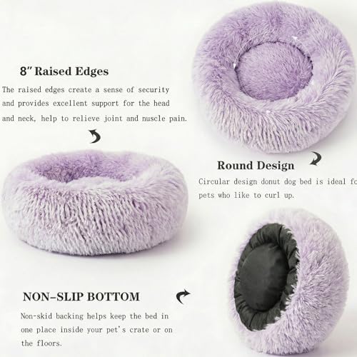 nononfish Round Calming Dog Bed, Plush Donut Pet Bed - Image 6