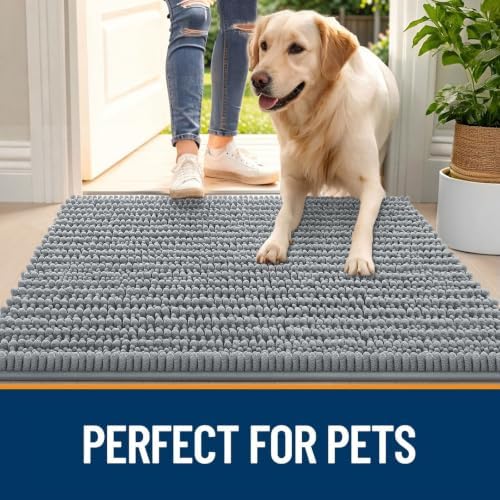 OLANLY Dog Door Mat for Muddy Paws 24x16, Ultra-Absorbent Chenille Mud Mat - Image 6