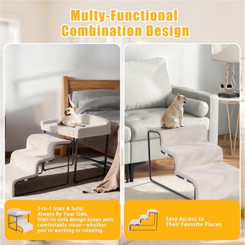 Dog Window Perch with Removable Stairs, Cat Window Seat with Cushioned Platform - Image 7