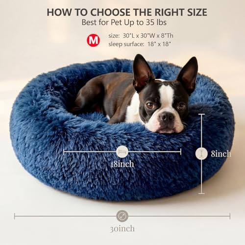 Calming Dog Bed for Medium Dogs Washable Donut 30 inches Anti-Slip Pet Bed - Image 3