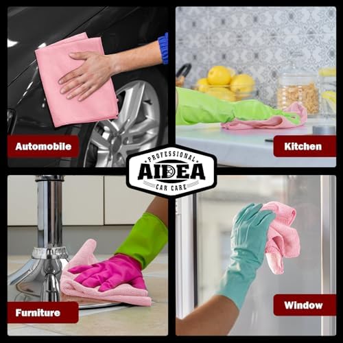 AIDEA Microfiber Cleaning Cloth Pink 20PK, Microfiber Towels 12×12" - Image 5