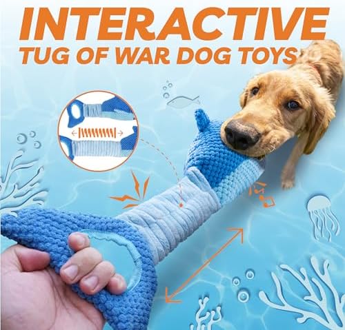 LEGEND SANDY Squeaky Dog Toys for Large Dogs – Interactive Plush Shark Toy - Image 2