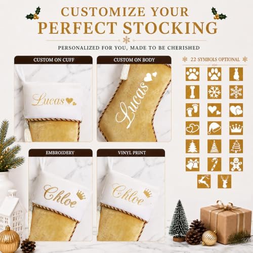 Personalized Christmas Stockings with Names 4 Pack White Gold - Image 6