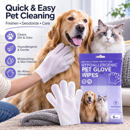 LEVOS 6PCS Pet Glove Dog Cats Wipes Paws and Butt Bath Waterless Cleaning - Image 7