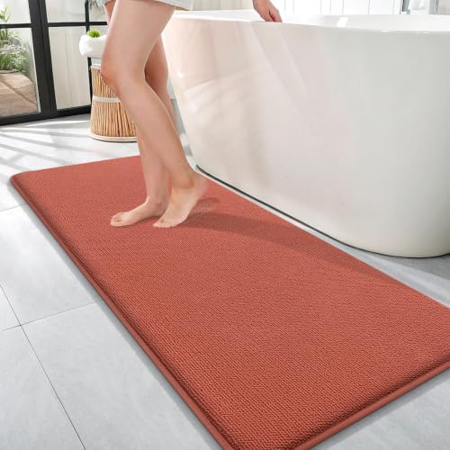 OLANLY Memory Foam Bathroom Runner Rugs 47x17, Long Mats, Rustic Terracotta by OLANLY