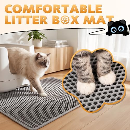 Cat Litter Mat 46"x26", Double Layer Waterproof Litterbox Mat - Image 2
